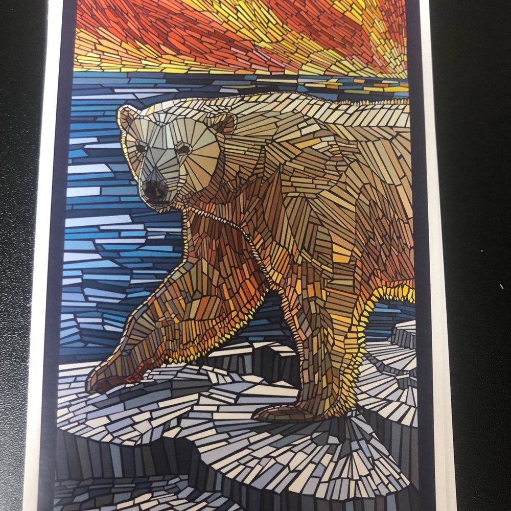 Lantern Press, Polar Bear, Paper Mosaic, Postcard